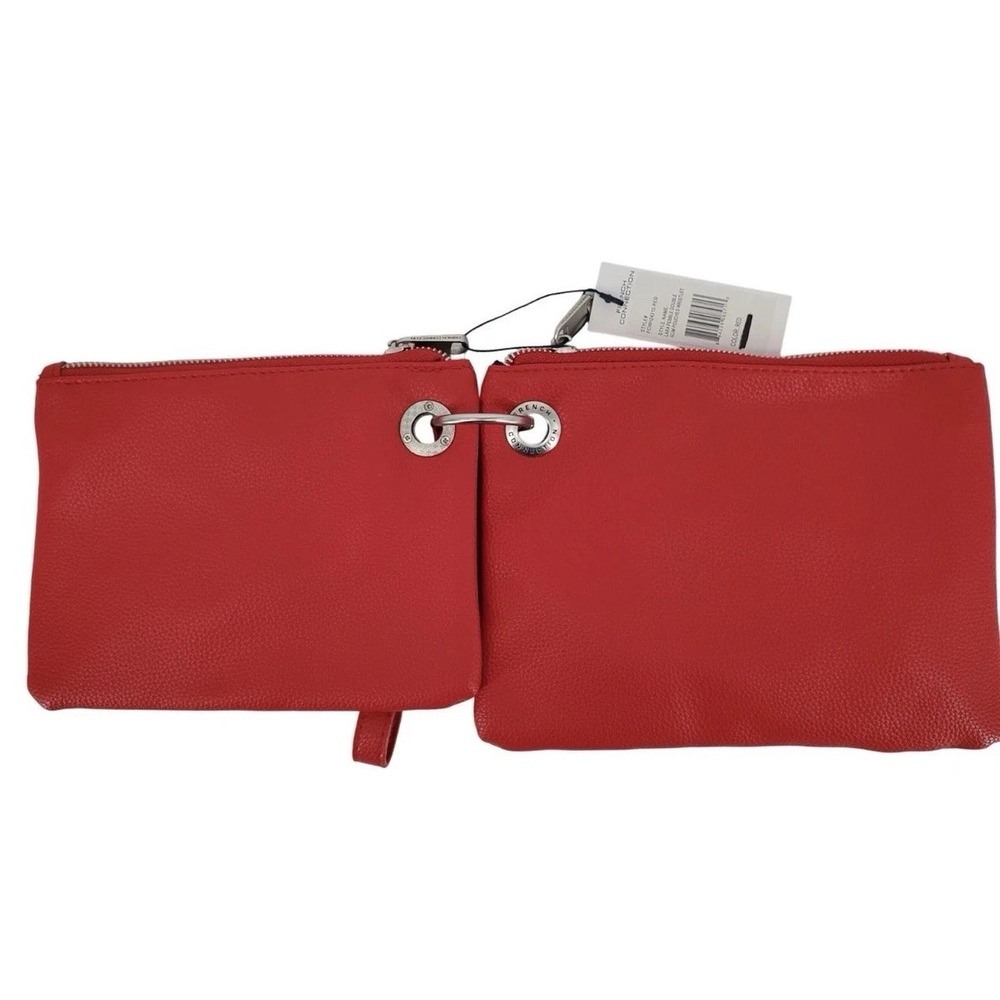 French Connection Lara Pebble Double Slim Pouches Wristlet Red Travel
